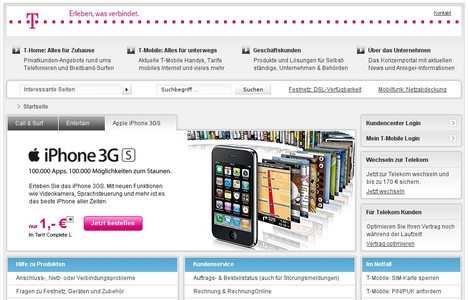 Auf der Telekom-Website findet sich bereits das neue alte Logo